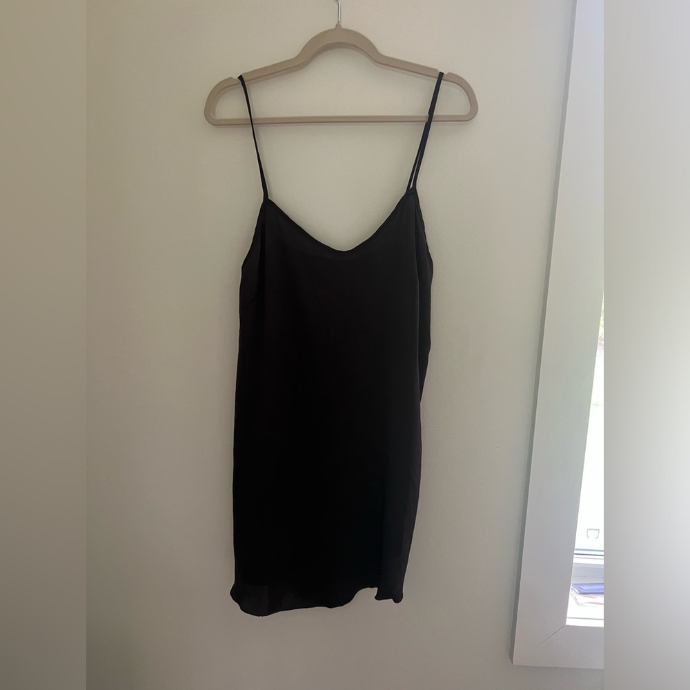 black slip dress